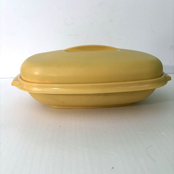 Tupperware Harvest Gold Steamer Oval Bowl Vintage 70s Made in USA 1274-5, 1273-6 - Picture 2 of 6
